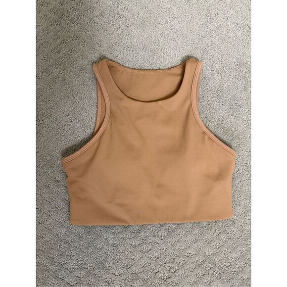 Allfenix Camel Color Tan High Neck Padded Sports Bra Medium - Picture 1 of 4